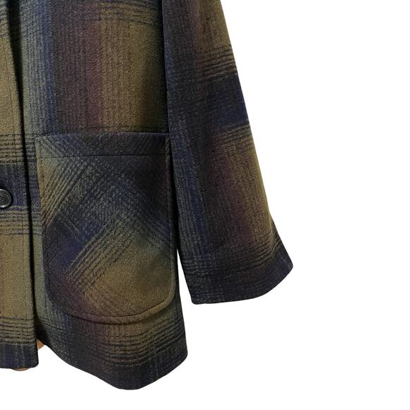 Pendleton Womens Wool Blend Plaid Topper Coat Size L Navy Heavyweight Winter NWT - Picture 4 of 10